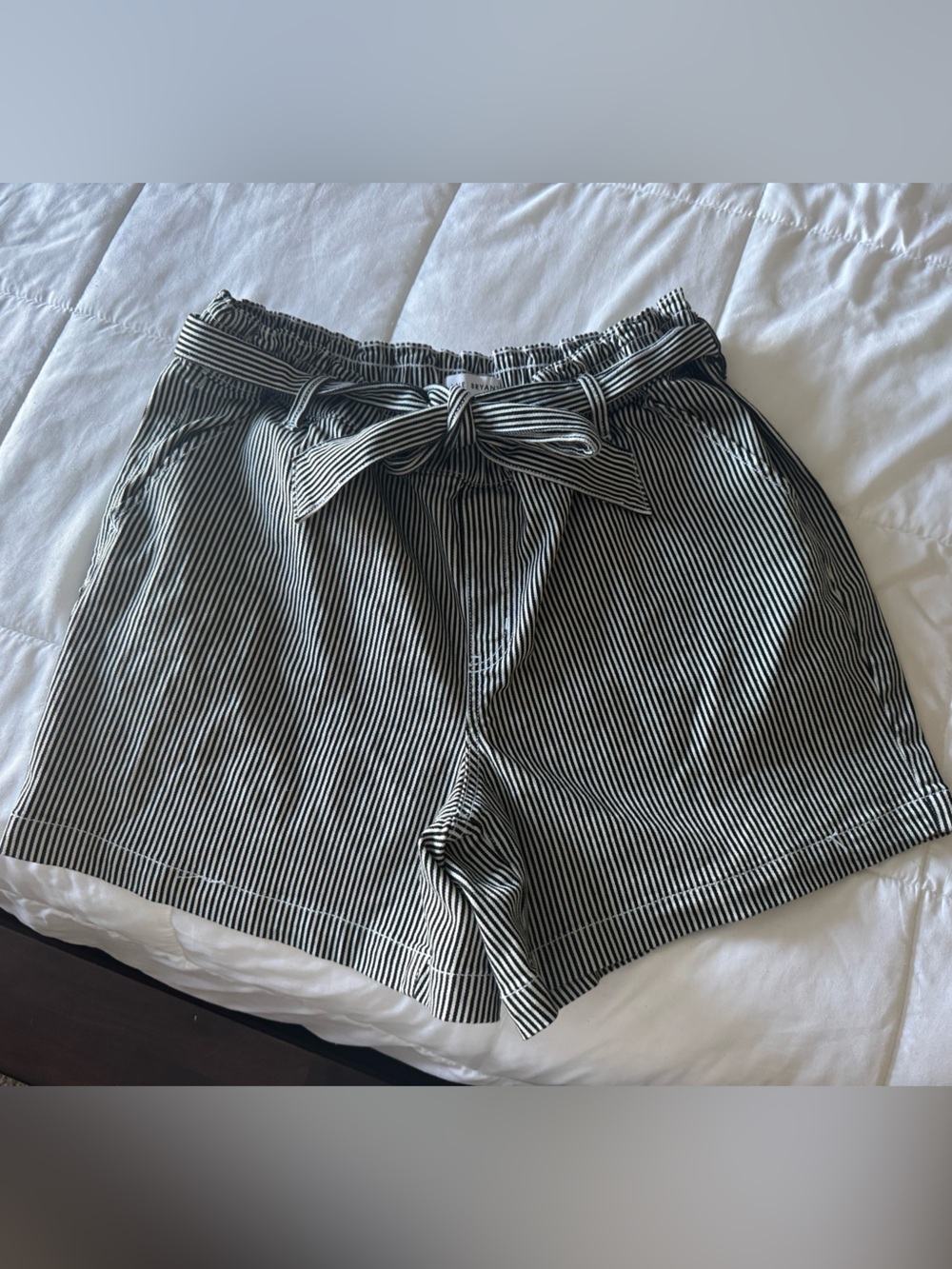 Lane Bryant Black and White Striped High Waist Tie Shorts